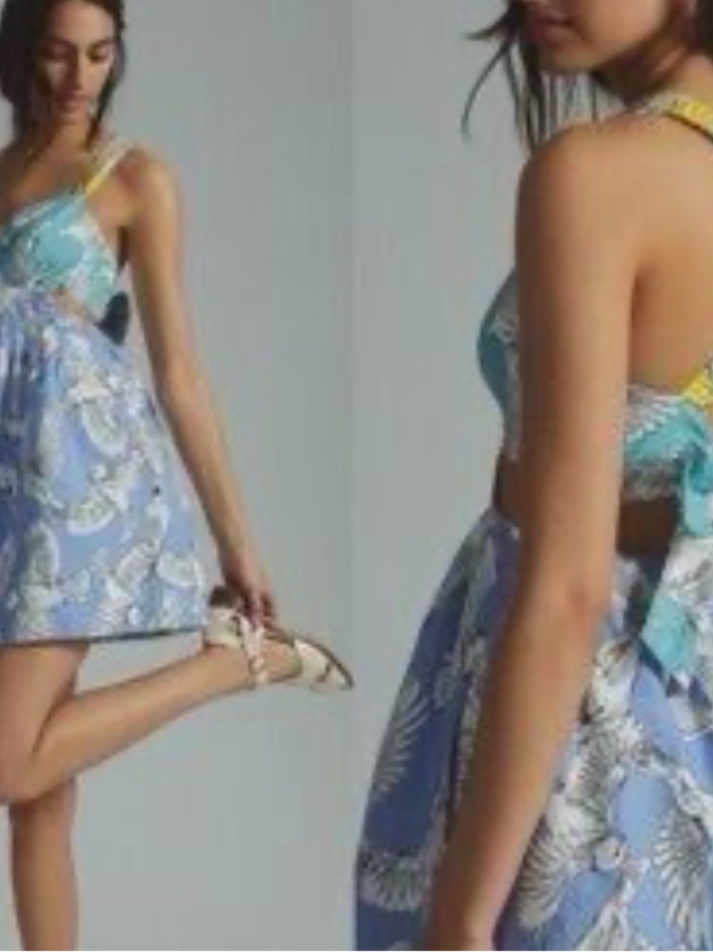 Maeve Anthropologie Blue Paisley Bird Print Summer Dress